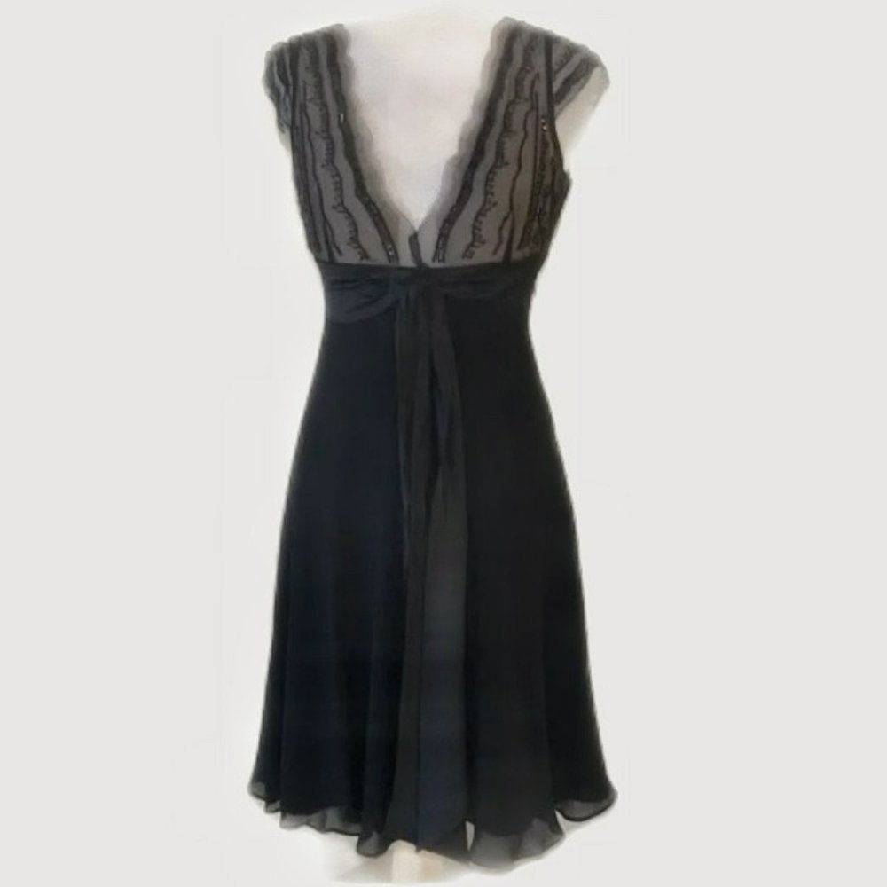 BCBGMAXAZARIA Black Dress - Sequins & Beads Detailing - Size 2